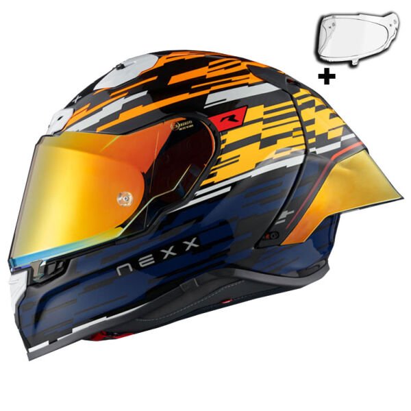 NEXX X.R3R GLITCH RACER KARBON TURUNCU-MAVİ KASK