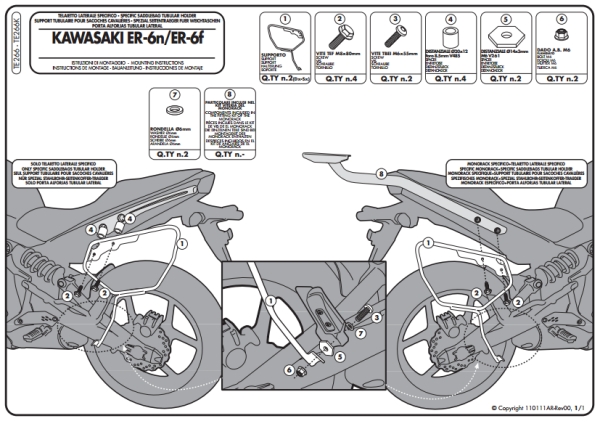 GIVI TE266 KAWASAKI ER-6N - ER-6F (09-11) YAN KUMAŞ ÇANTA TAŞIYICI