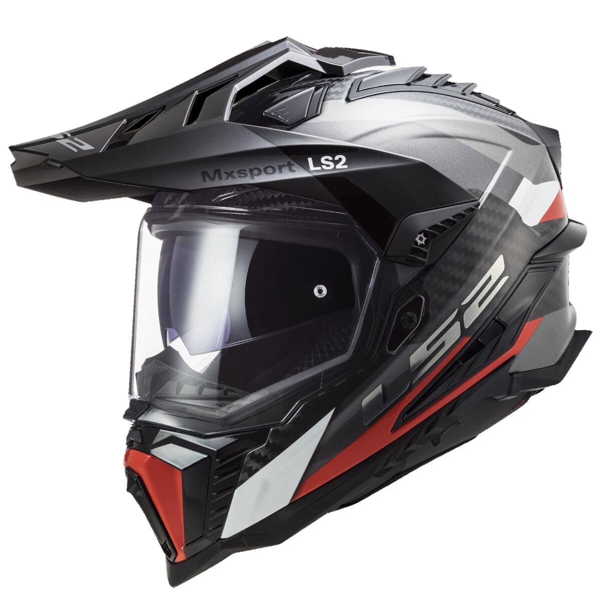 LS2 EXPLORER C KARBON FRONTIER TITANIUM-KIRMIZI KASK