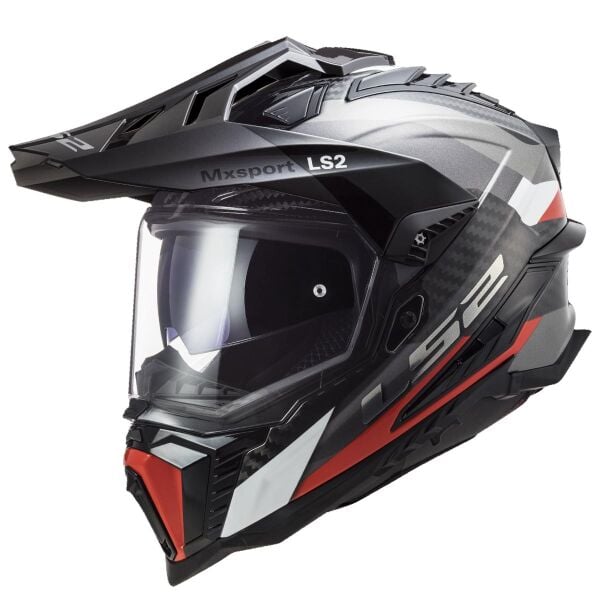 LS2 EXPLORER C KARBON FRONTIER TITANIUM-KIRMIZI KASK