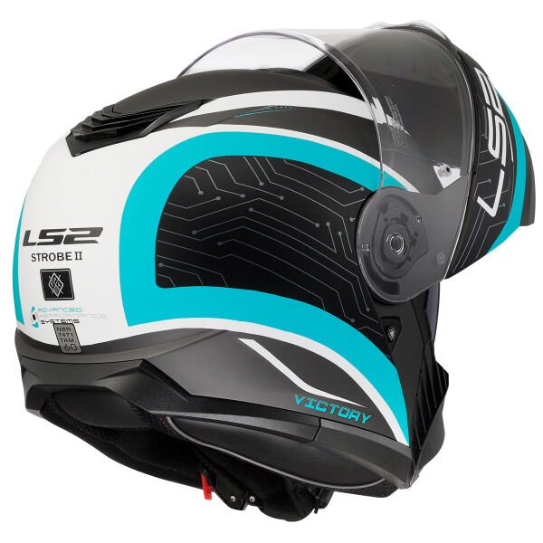 LS2 STROBE 2 VICTORY MAT TITANIUM-BEYAZ-METAL MAVİ KASK