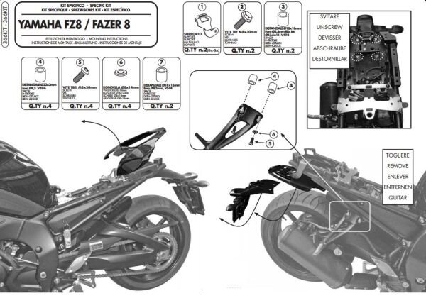 GIVI 366KIT YAMAHA FZ8-FAZER8 (10-15) YAN ÇANTA TAŞIYICI BAĞLANTI KİTİ