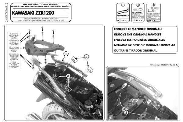 GIVI 441FZ KAWASAKI ZZR 1200 (02-05) ARKA ÇANTA TAŞIYICI