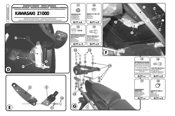 GIVI 442FZ KAWASAKI Z 1000 (03-06) ARKA ÇANTA TAŞIYICI