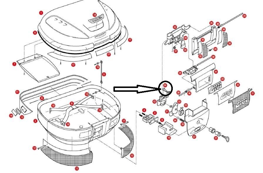GIVI Z234B ÇANTA KİLİT MEKANİZMA MANDALI E52