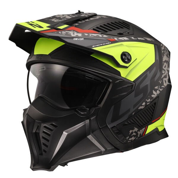 LS2 DRIFTER DEVOR MAT SİYAH-NEON SARI KASK