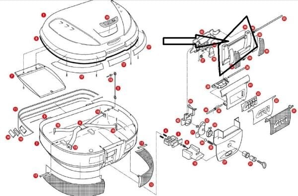 GIVI Z367N ÇANTA KİLİT MEKANİZMA KAPAK ÜST E52