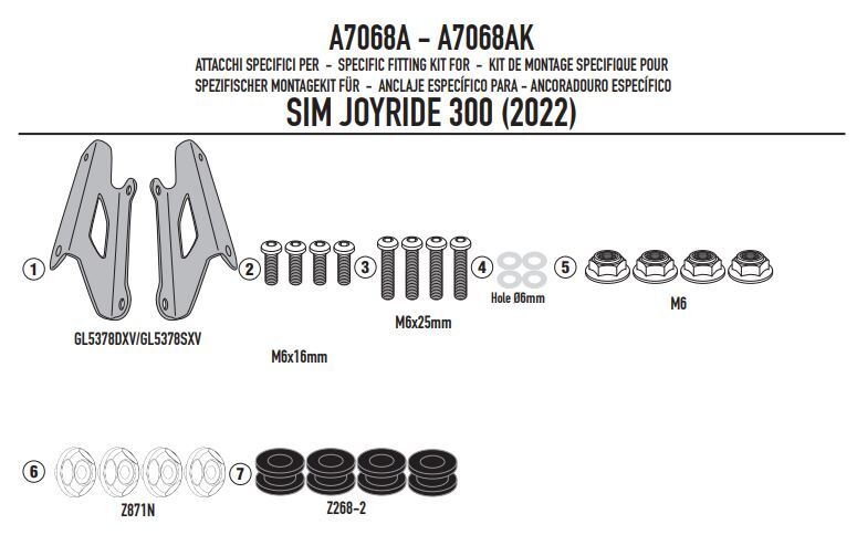GIVI A7068A SYM JOYRIDE 300 (22-25) SİPERLİK BAĞLANTISI