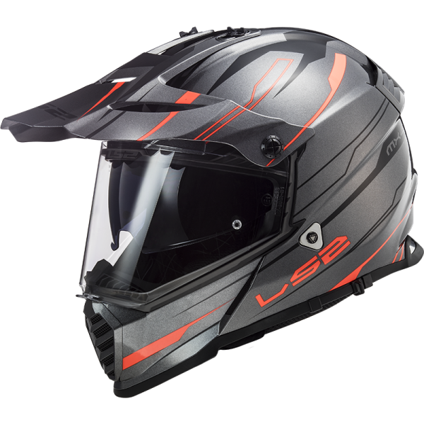 LS2 PIONEER EVO KNIGHT TITANIUM-TURUNCU KASK