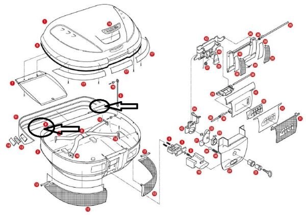 GIVI Z590R ÇANTA PİMİ ÇİFT E55-E52-B47-E450-B37-E36-E45-TRK52-TRK33-V47-E41