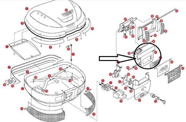 GIVI Z613N ÇANTA KİLİT MEKANİZMA KAPAK E52