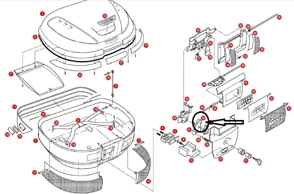 GIVI Z628 ÇANTA KİLİT MEKANİZMASI TUTUCU SAC E52
