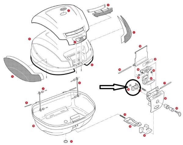 GIVI Z640R ÇANTA İÇ KİLİT TUTUCU V35-V46-TRK33-E470-E450-E370-E340-E260-E350
