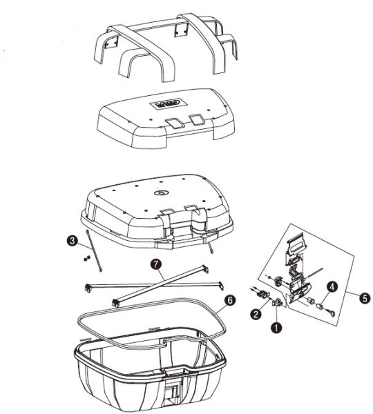 GIVI Z641N52M ÇANTA KİLİT MEKANİZMASI GRİ ANAHTARLI TRK52