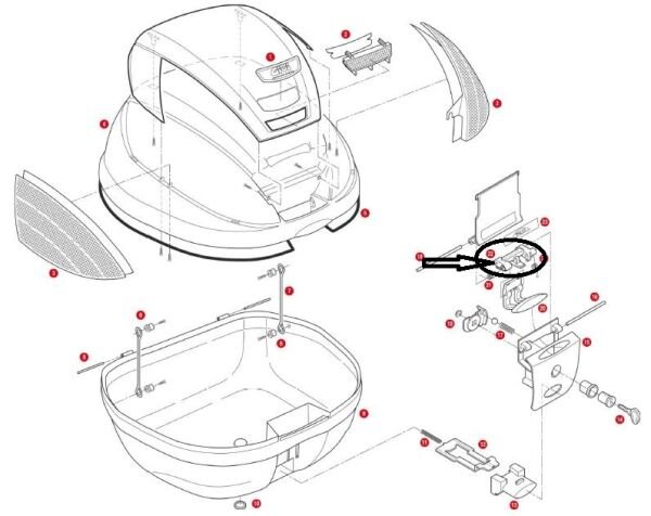 GIVI Z643NR ÇANTA KİLİT PARÇASI TRK33-V46-E370