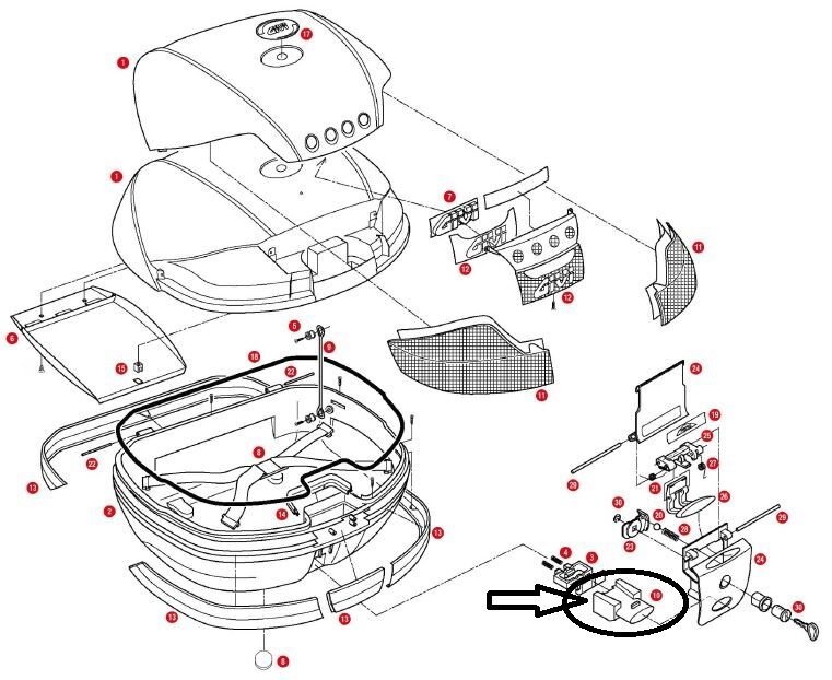 GIVI Z645CR ÇANTA TABLA DÜĞMESİ V46-TRK52-B47-B37-E470-E370-E340-TRK33