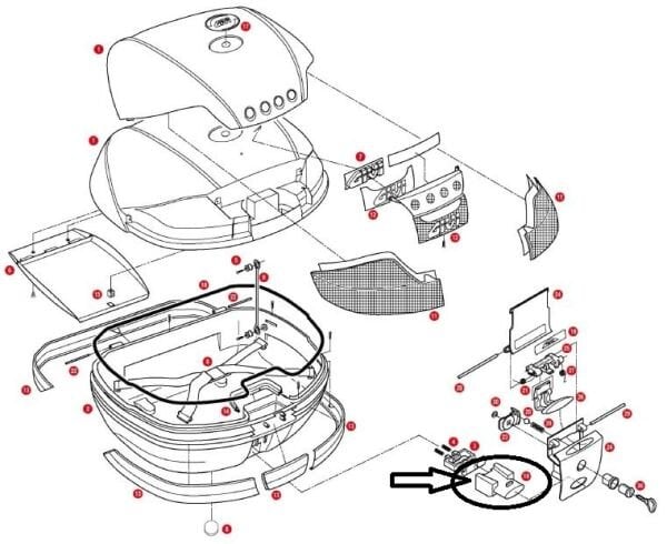 GIVI Z645CR ÇANTA TABLA DÜĞMESİ V46-TRK52-B47-B37-E470-E370-E340-TRK33