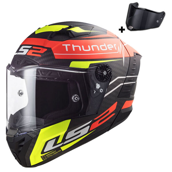 LS2 THUNDER KARBON ATTACK MAT KIRMIZI-NEON SARI KASK