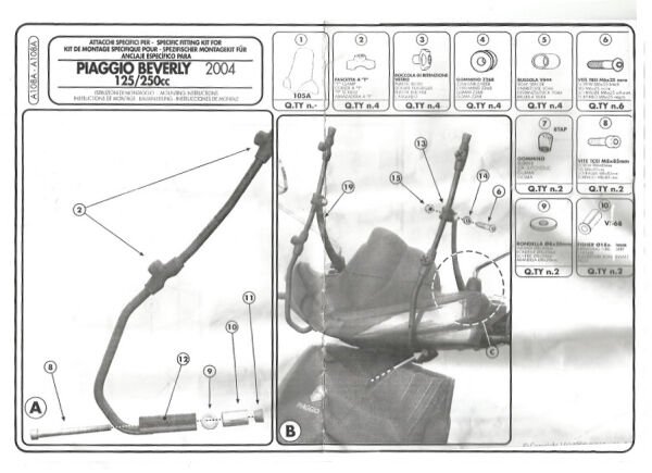 KAPPA A108A PIAGGIO BEVERLY 250 (04-07) RÜZGAR SİPERLİK BAĞLANTISI