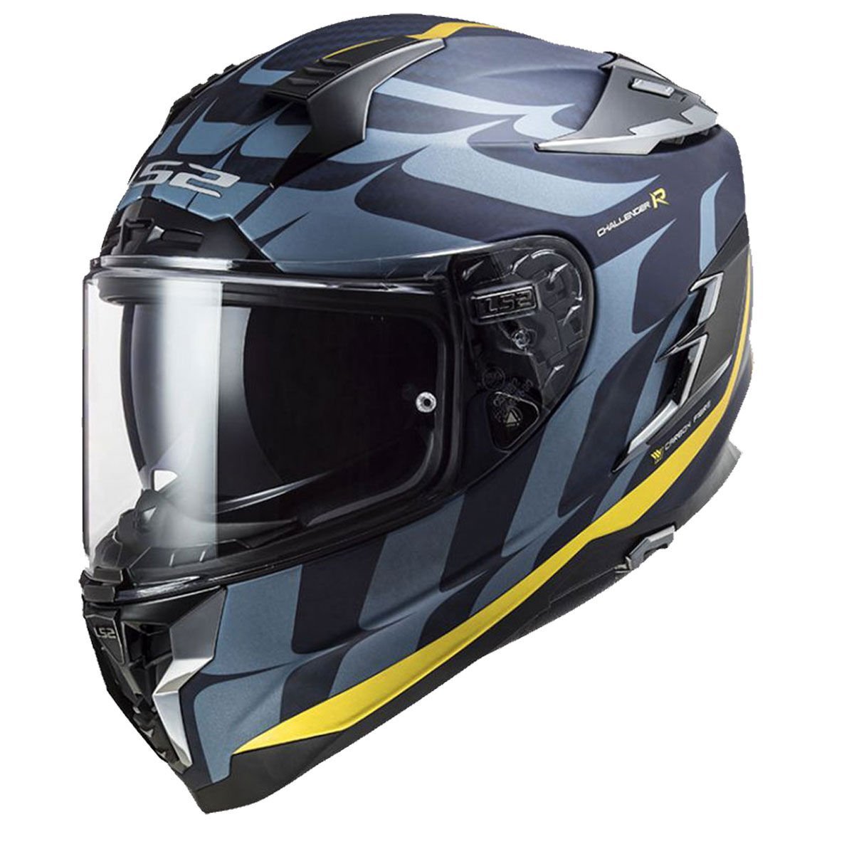 LS2 CHALLENGER C KARBON  FLAMES SİYAH-KARBON-SARI KASK