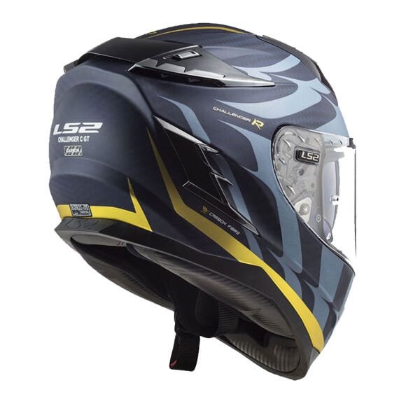 LS2 CHALLENGER C KARBON  FLAMES SİYAH-KARBON-SARI KASK