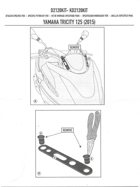 GIVI D2120KIT YAMAHA TRICITY 125-155 (14-24) RÜZGAR SİPERLİK BAĞLANTISI