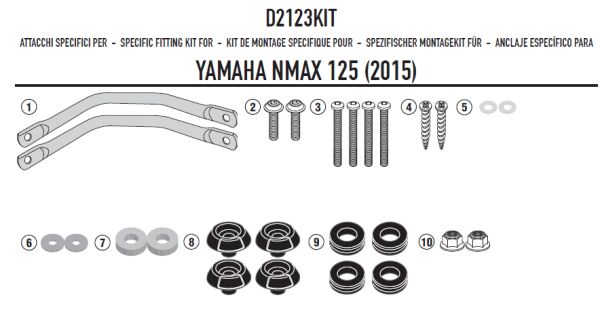 GIVI D2123KIT YAMAHA N-MAX 125-155 (15-20) RÜZGAR SİPERLİK BAĞLANTISI