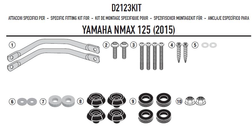 GIVI D2123KIT YAMAHA N-MAX 125-155 (15-20) RÜZGAR SİPERLİK BAĞLANTISI