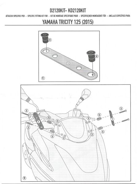 KAPPA D2120KITK YAMAHA TRICITY 125-155 (14-25) RÜZGAR SİPERLİK BAĞLANTISI