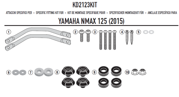 KAPPA D2123KITK YAMAHA N-MAX 125-155 (15-20) RÜZGAR SİPERLİK BAĞLANTISI