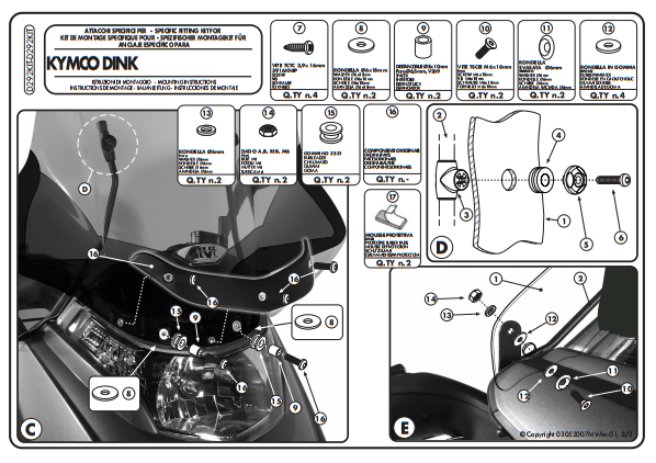 KAPPA D292KITK KYMCO DINK 50-125-200 (06-16) RÜZGAR SİPERLİK BAĞLANTISI