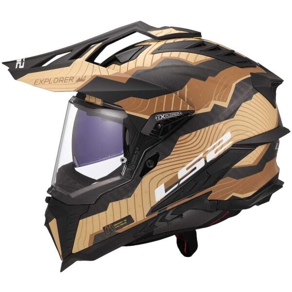 LS2 EXPLORER C KARBON TRICK MAT KAHVE-KUM KASK