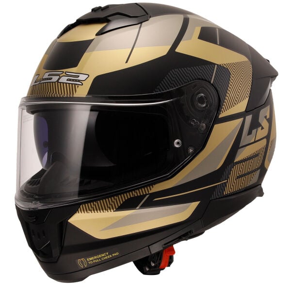 LS2 STREAM 2 ROAD MAT SİYAH-GOLD-GRİ KASK
