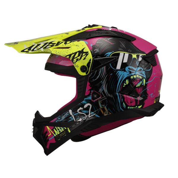 LS2 FAST 2 GORILLA MOR-NEON SARI KASK