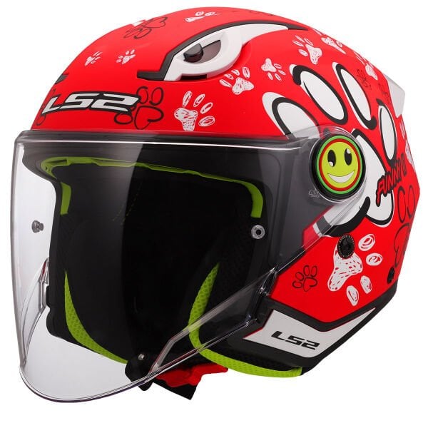 LS2 FUNNY 2 PAWS MAT KIRMIZI ÇOCUK KASK