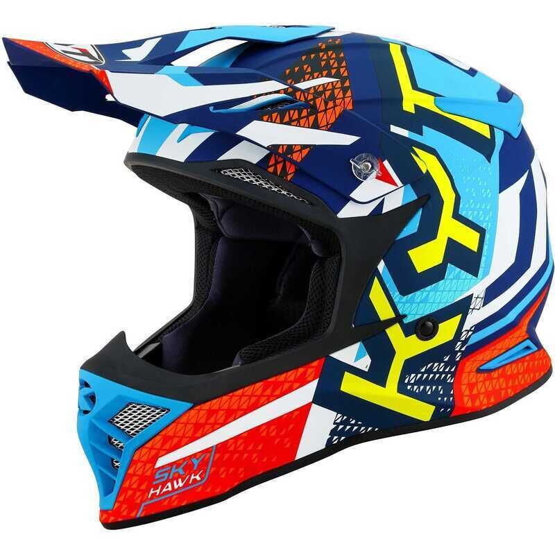 KYT SKYHAWK KASK HYPERFLOW MATT LIGHT BLUE / RED