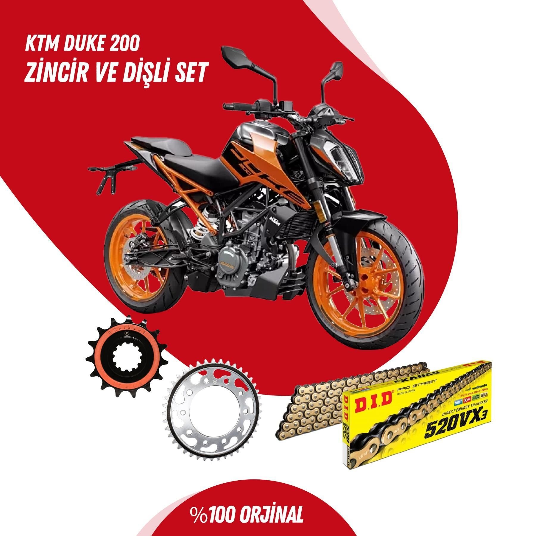 KTM DUKE 200 15-23 DID VX3 GOLD ZİNCİR DİŞLİ SET