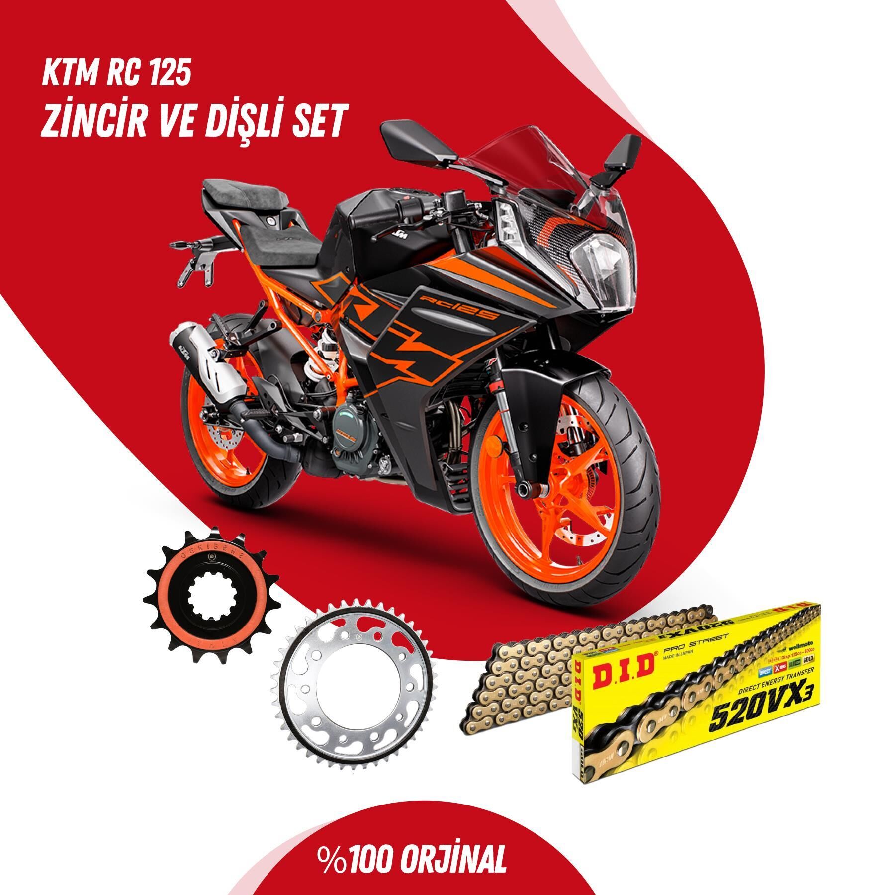 KTM RC 125 14-23 DID VX3 GOLD ZİNCİR DİŞLİ SET