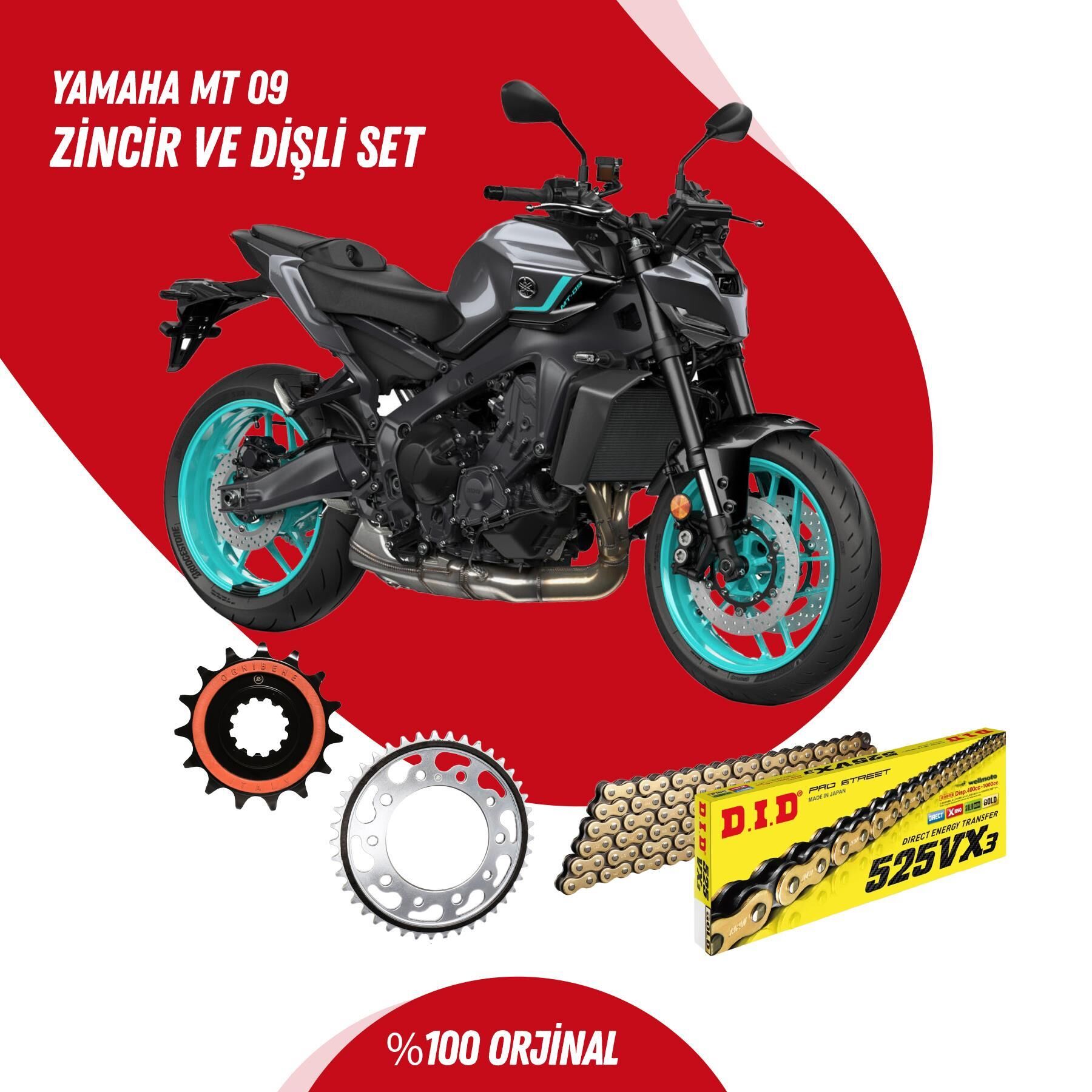 YAMAHA MT 09 13-20 DID VX3 GOLD ZİNCİR DİŞLİ SET