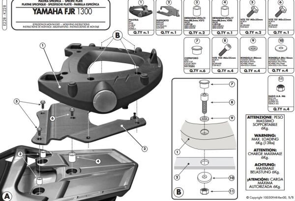 GIVI E228 YAMAHA FJR 1300 (06-24) ARKA ÇANTA TAŞIYICI