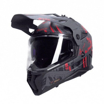 LS2 PIONEER 2 CRAZY MAT SİYAH-GRİ-KIRMIZI KASK