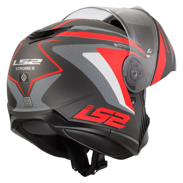 LS2 STROBE 2 PHANTOM MAT TITANIUM-GRİ-KIRMIZI KASK
