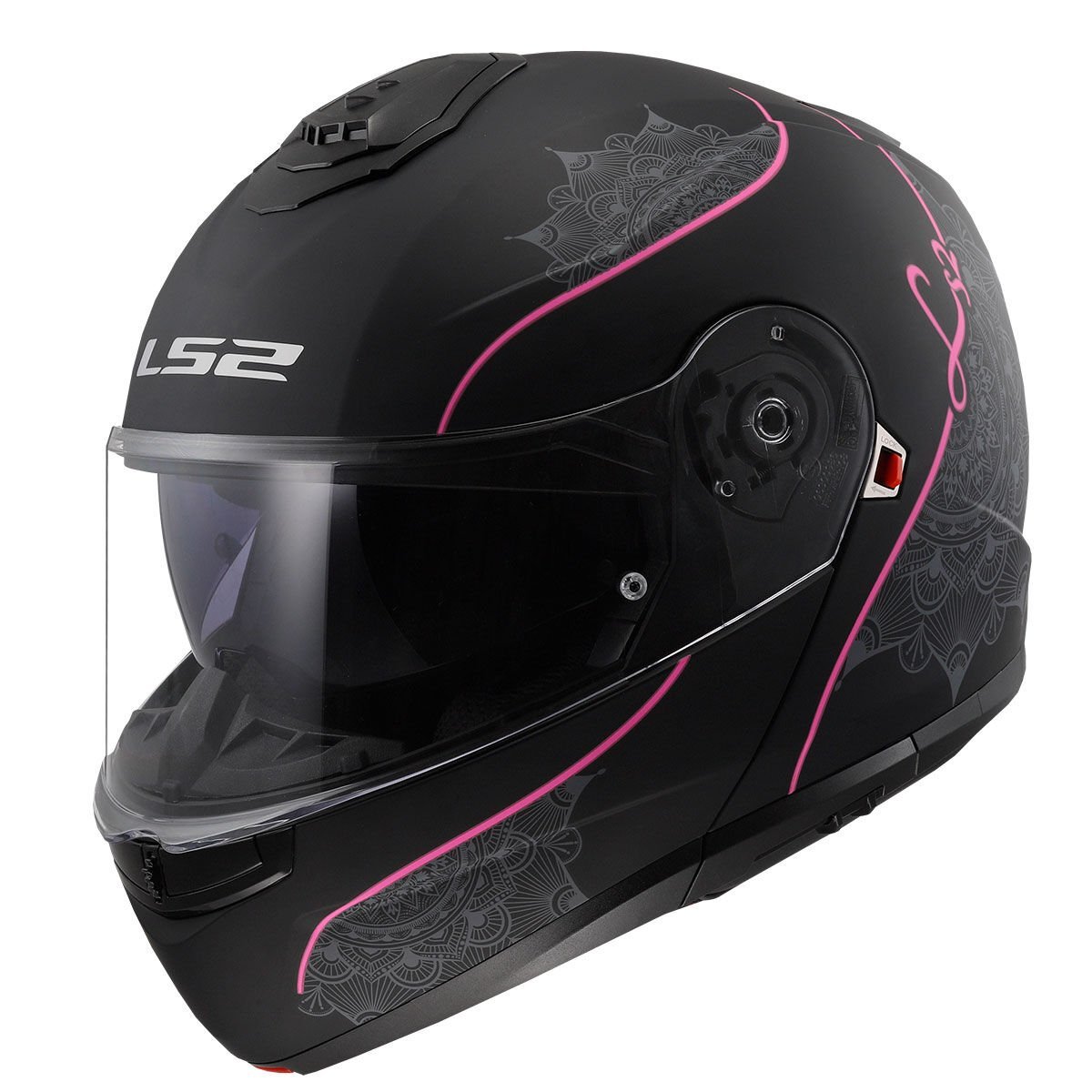 LS2 STROBE 2 LUX MAT SİYAH-PEMBE KASK