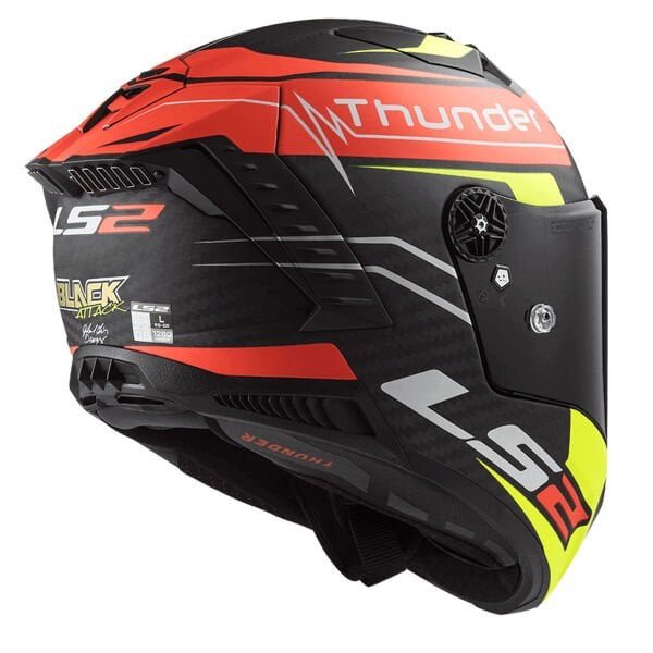 LS2 THUNDER KARBON ATTACK MAT KIRMIZI-NEON SARI KASK