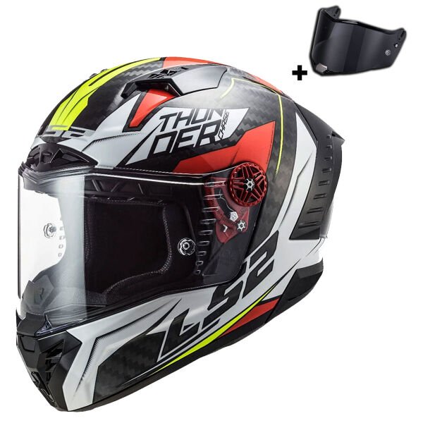 LS2 THUNDER KARBON CHASE BEYAZ-KIRMIZI KASK
