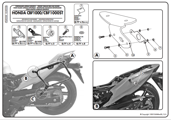 KAPPA KLXR208 HONDA CBF 1000 - ST (10-14) YAN ÇANTA TAŞIYICI