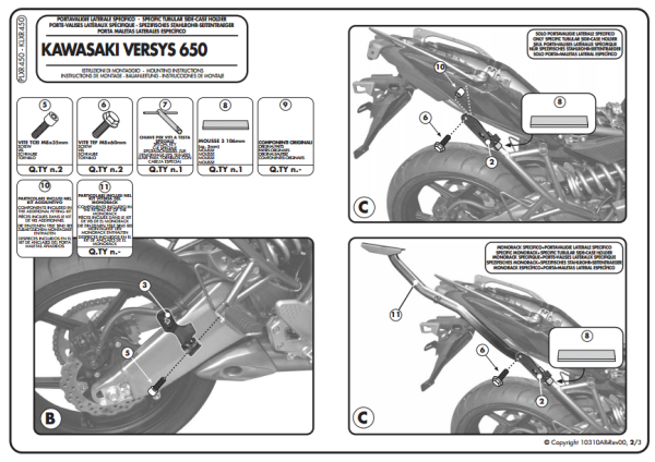 KAPPA KLXR450 KAWASAKI VERSYS 650 (10-14) YAN ÇANTA TAŞIYICI