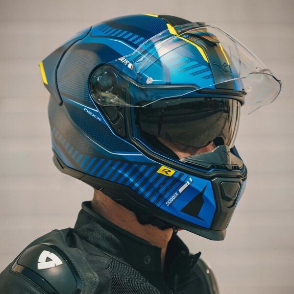 NEXX SX.100R SKIDDER MAT MAVİ-NEON SARI KASK