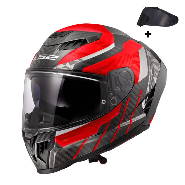 LS2 DRAGON KARBON TRAX KIRMIZI KASK