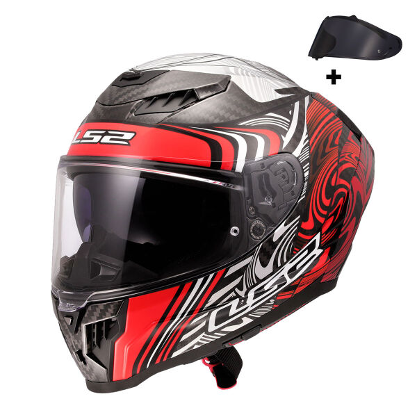 LS2 DRAGON KARBON ENTHUM KIRMIZI KASK